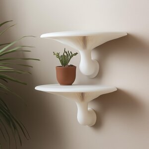 3D Printed Mushroom Wall Shelves, Set of 2