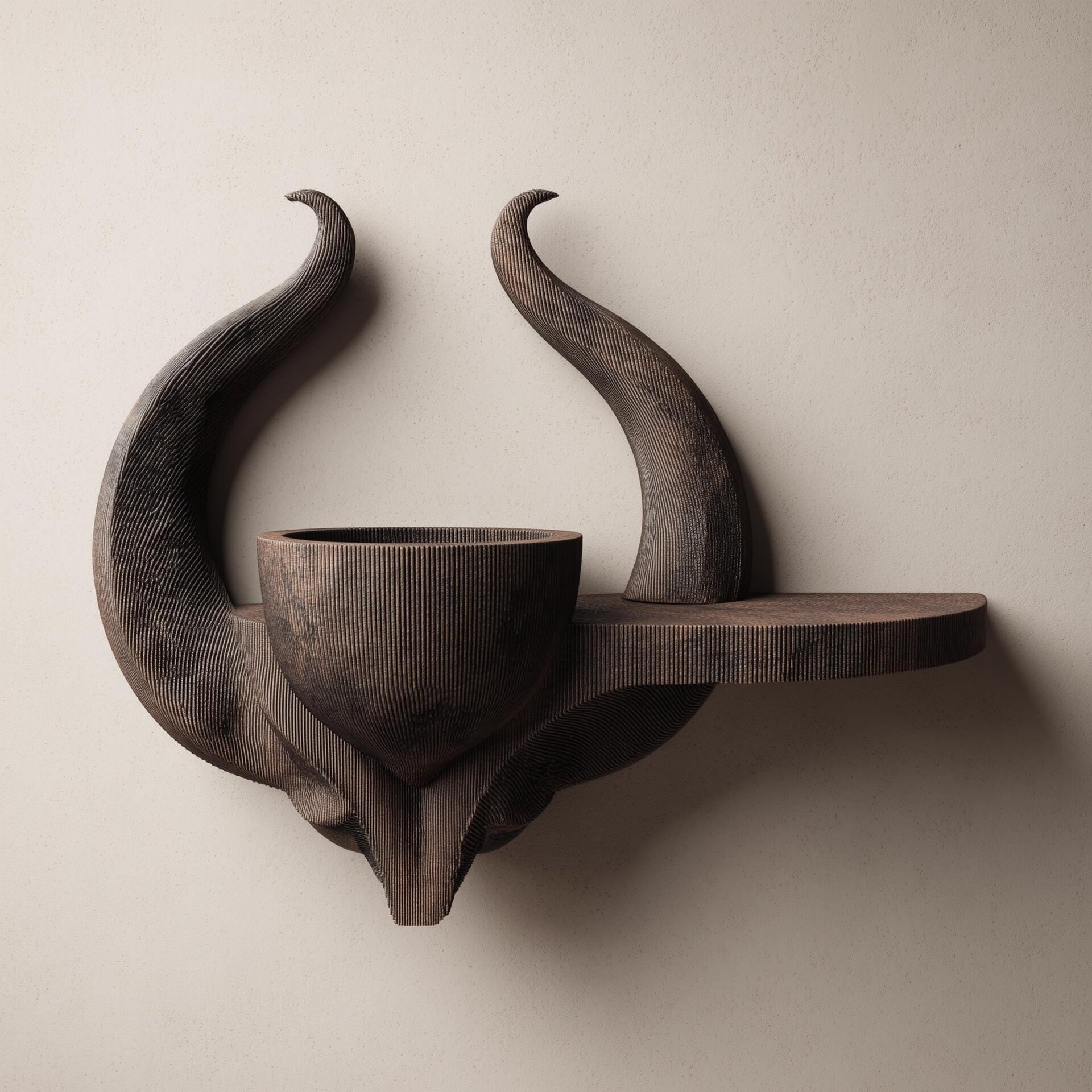 3D Printed Horned Altar Bowl Wall Shelf