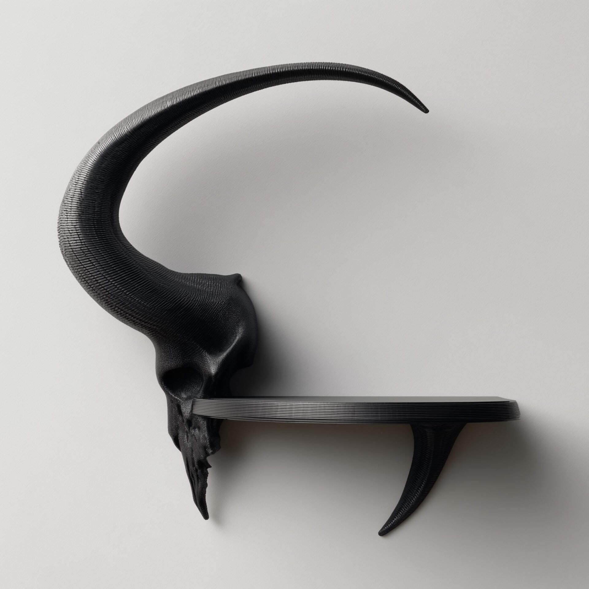 3D Printed Ram Skull Wall Shelf | Gothic Floating Ledge