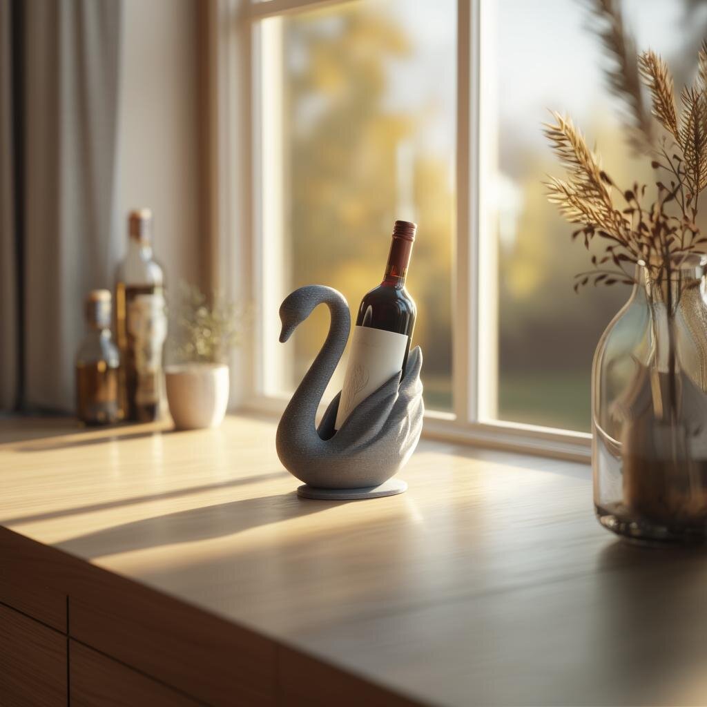 3D Printed Swan Wine Bottle Holder