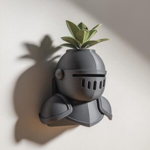3D Printed Knight Helmet Wall Planter | Medieval Plant Decor