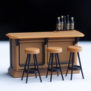 1:12 Miniature Bar Counter Set | 3D Printed Dollhouse