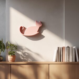 3D Printed Cat Silhouette Wall Shelf