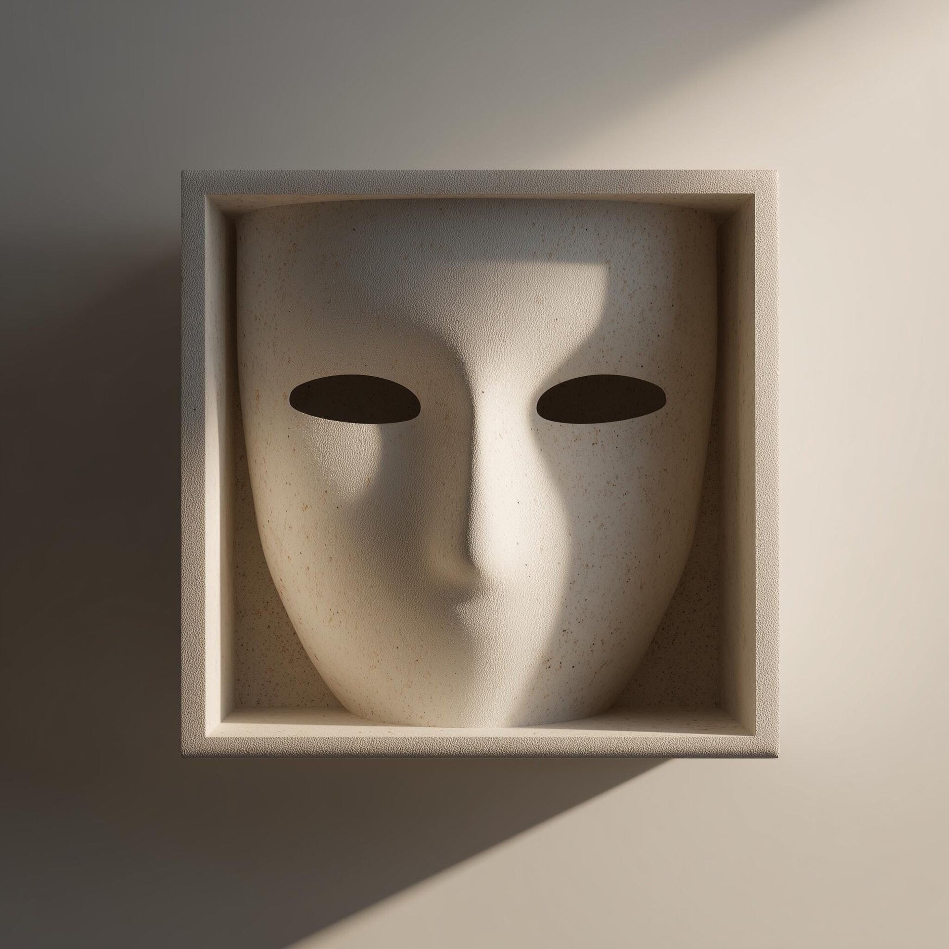 3D Printed Abstract Mask Wall Shelf | Sculptural Display Ledge