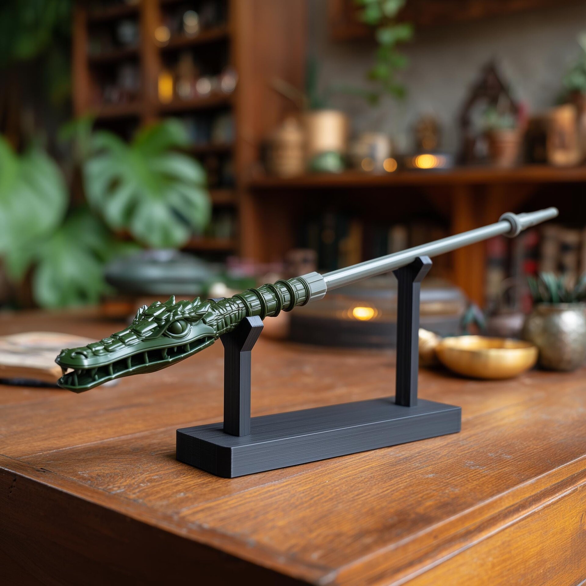 3D Printed Dragon Crocodile Magic Wand with Stand | Cosplay Prop