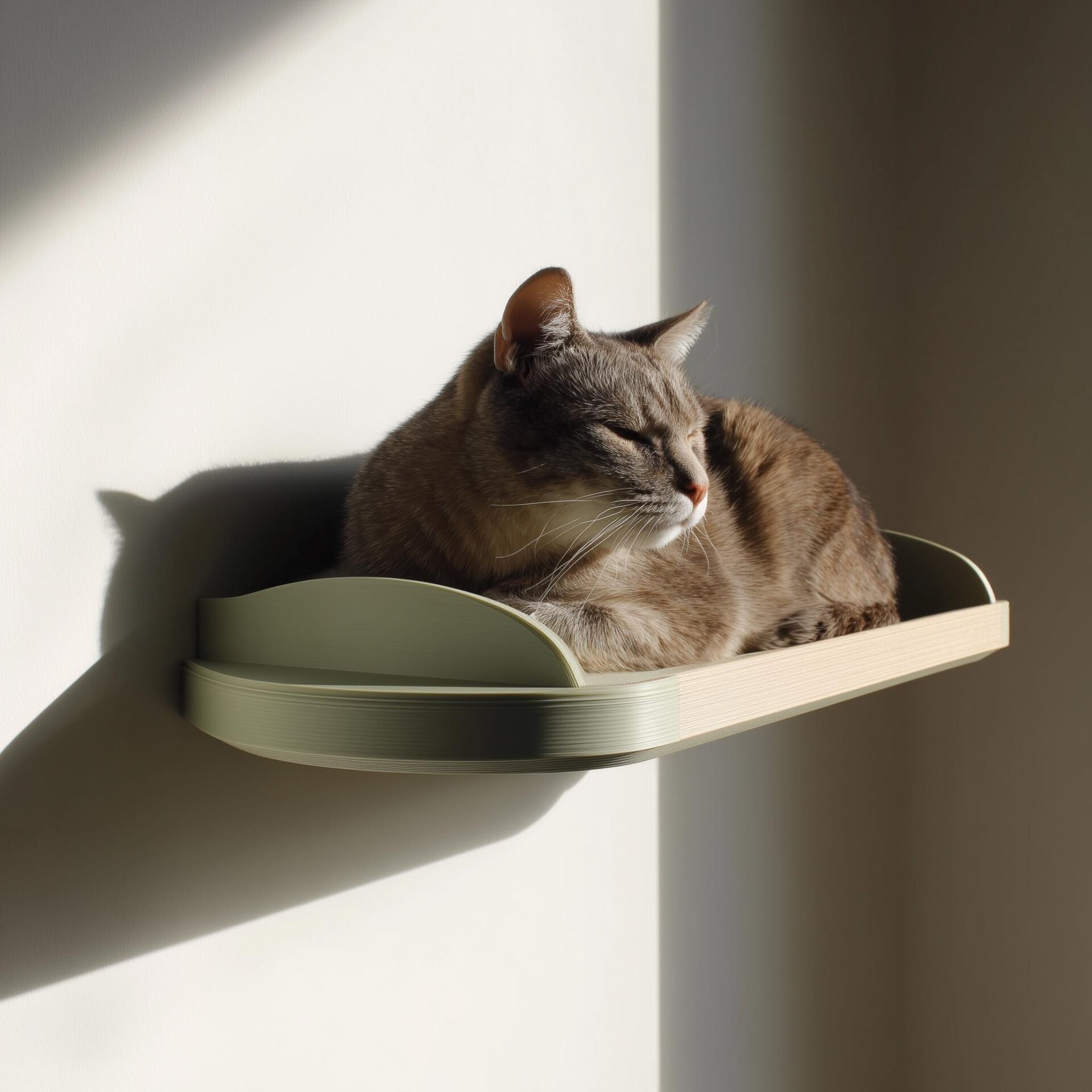 3D Printed Minimal Cat Wall Bed | Curved Floating Perch