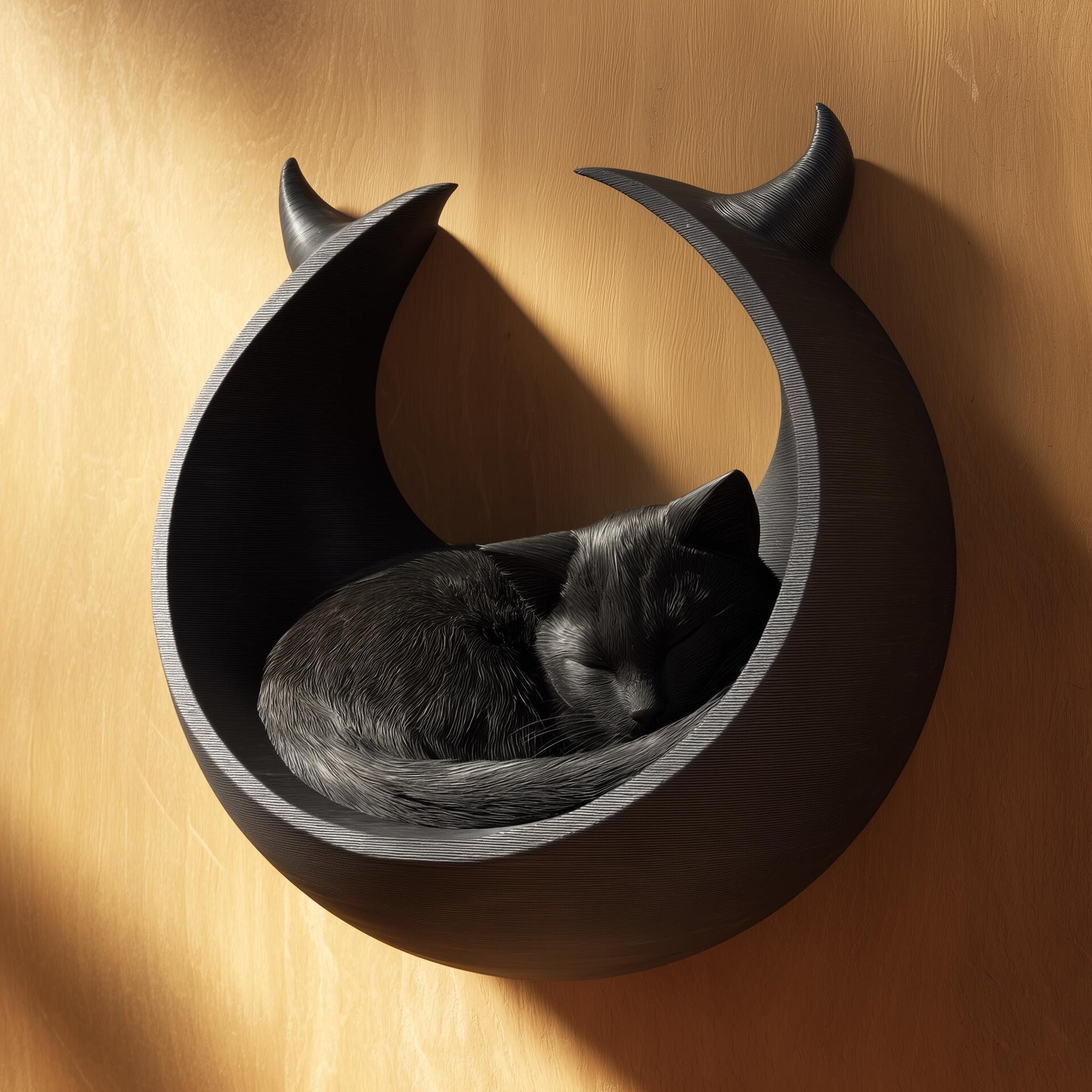 Crescent Moon Wall Cat Bed | 3D Printed Cat Cave