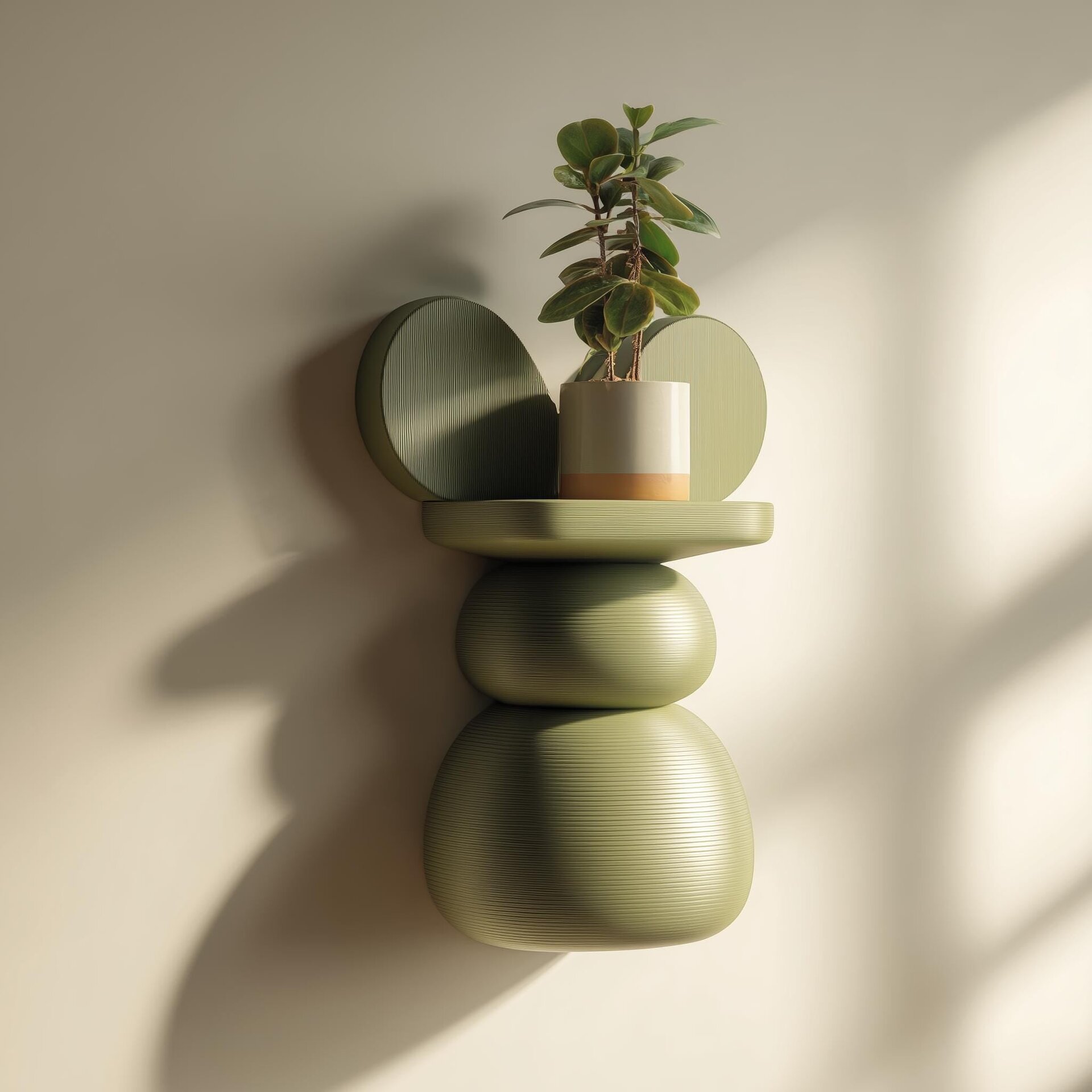 3D Printed Abstract Stacked Wall Shelf