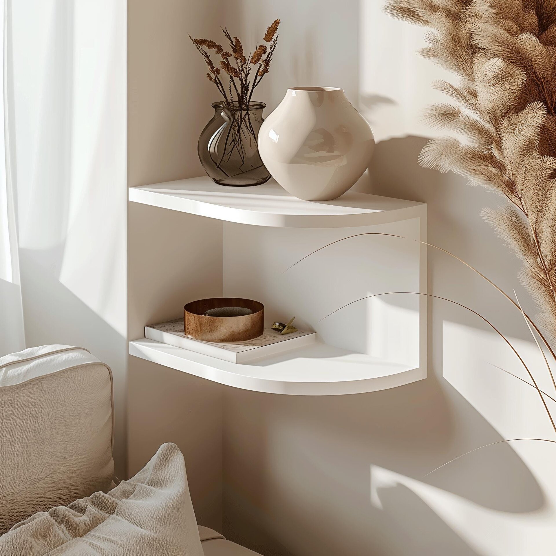 3D Printed Corner Wall Shelf | Minimal Floating Storage