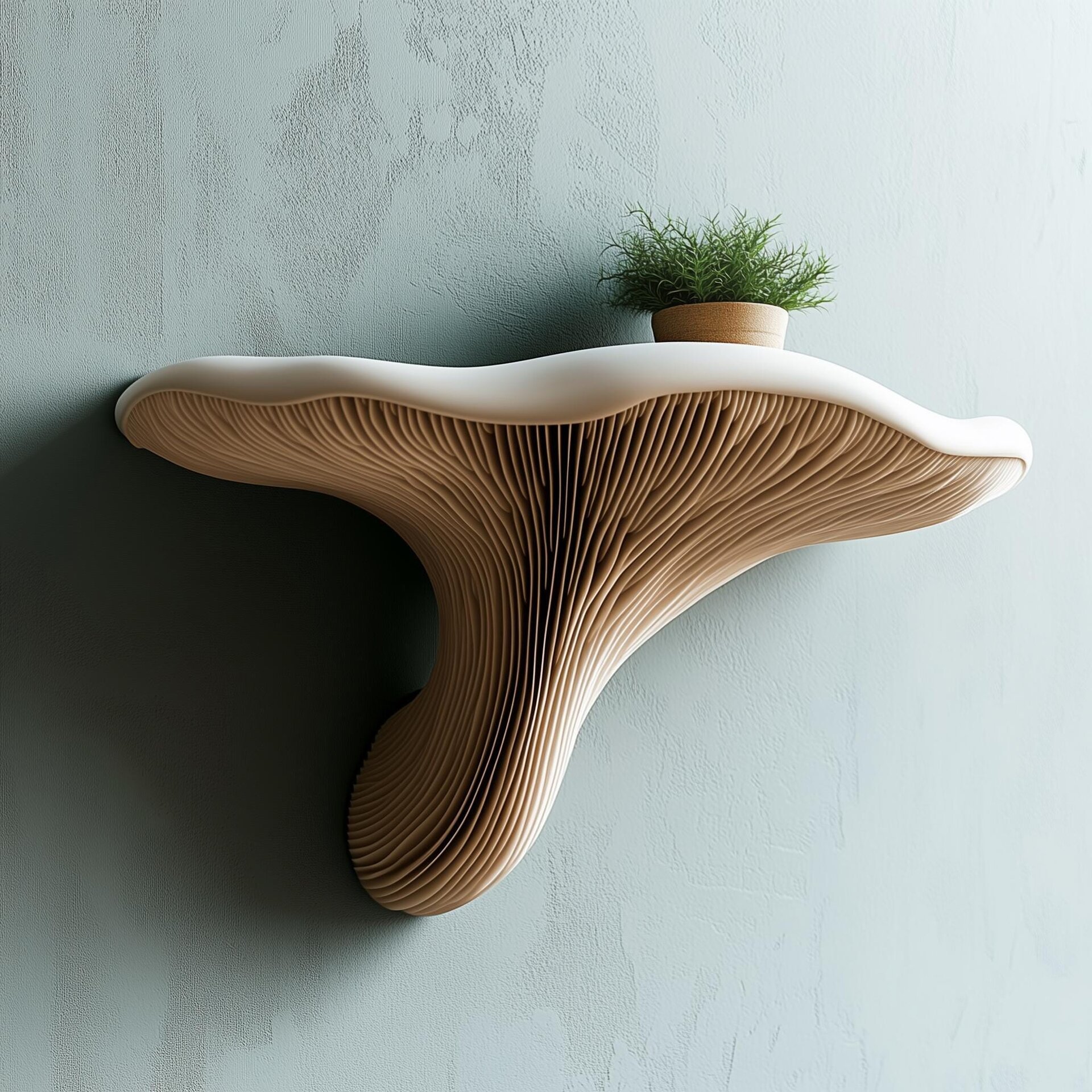 3D Printed Gilled Fungi Wall Shelf | Sculptural Floating Ledge