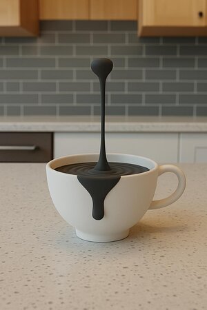 Floating Coffee Drop Sculpture | 3D Printed Drip Art