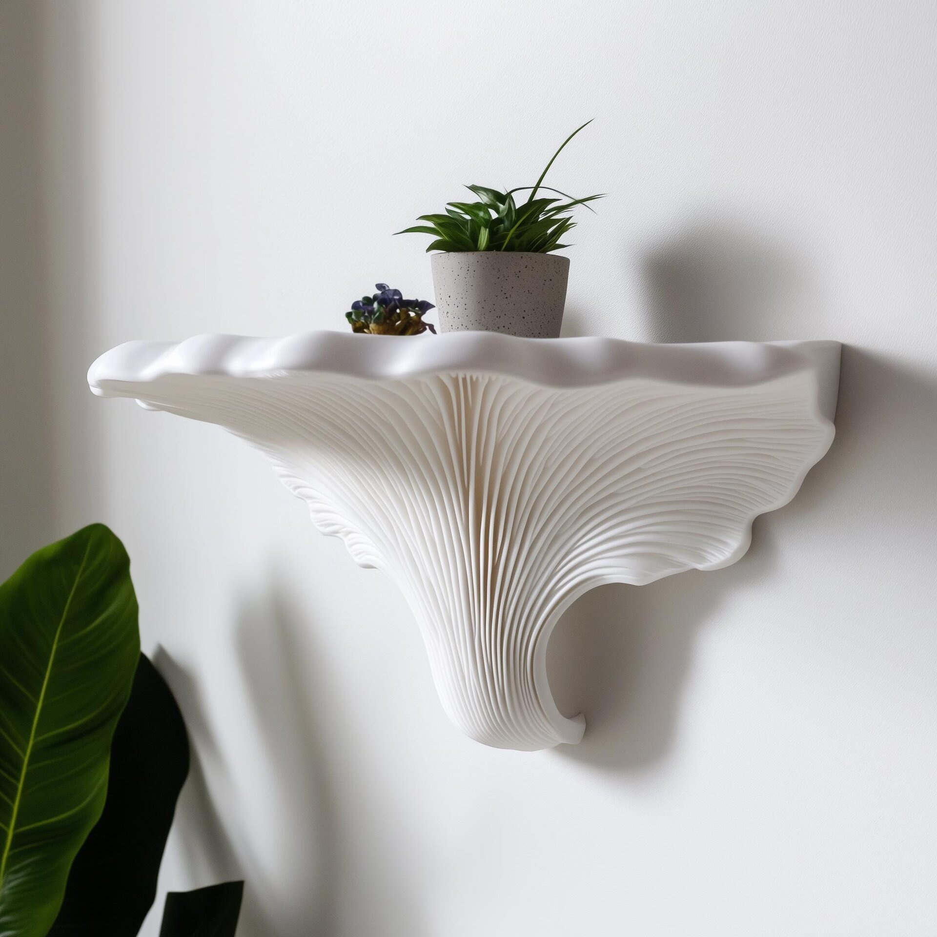 3D Printed Trametes Versicolor Wall Shelf | Layered Fan Form